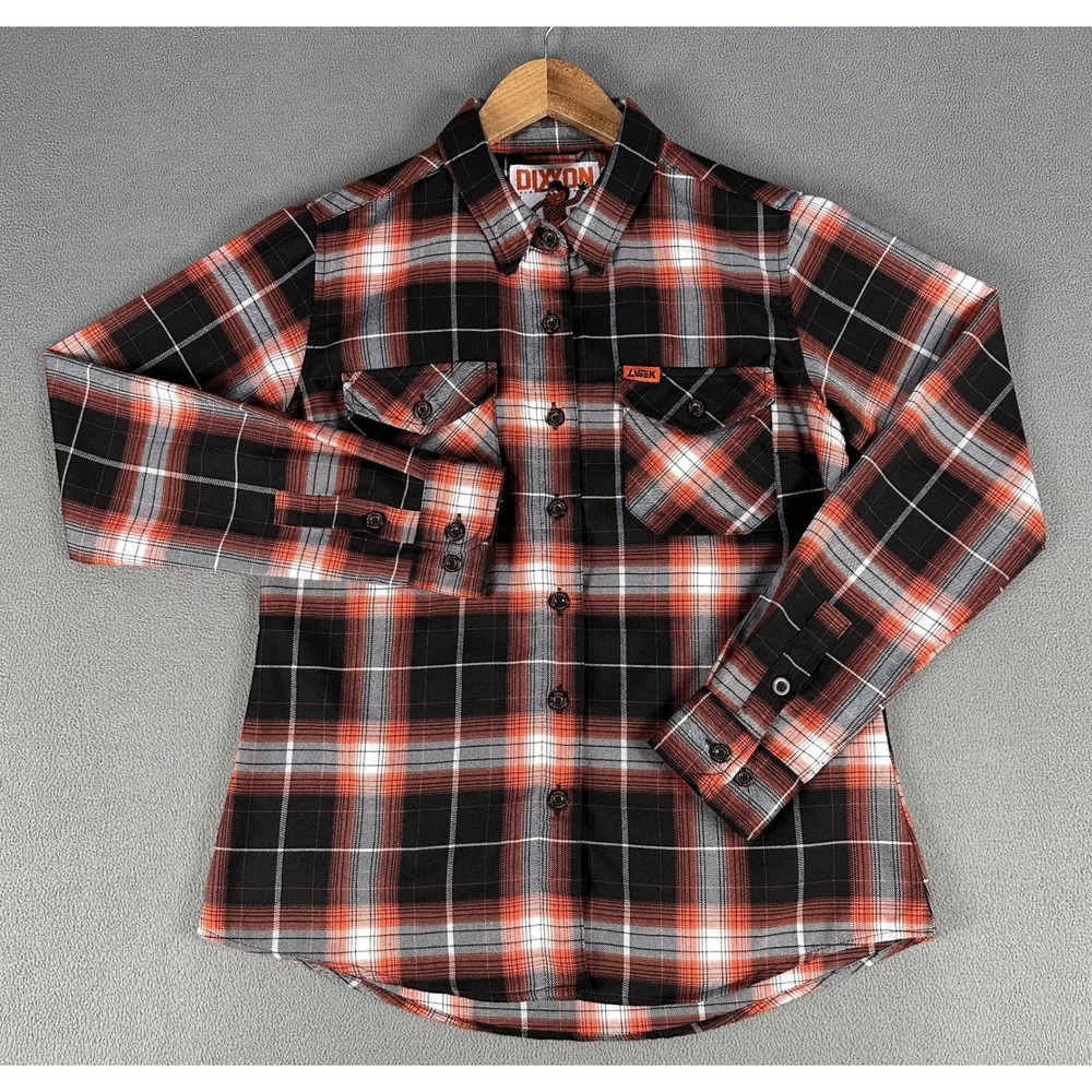 Dixxon Flannel Shirt Womens Medium Orange Black Bucky Lasek Skater Garage Punk - Picture 3 of 10